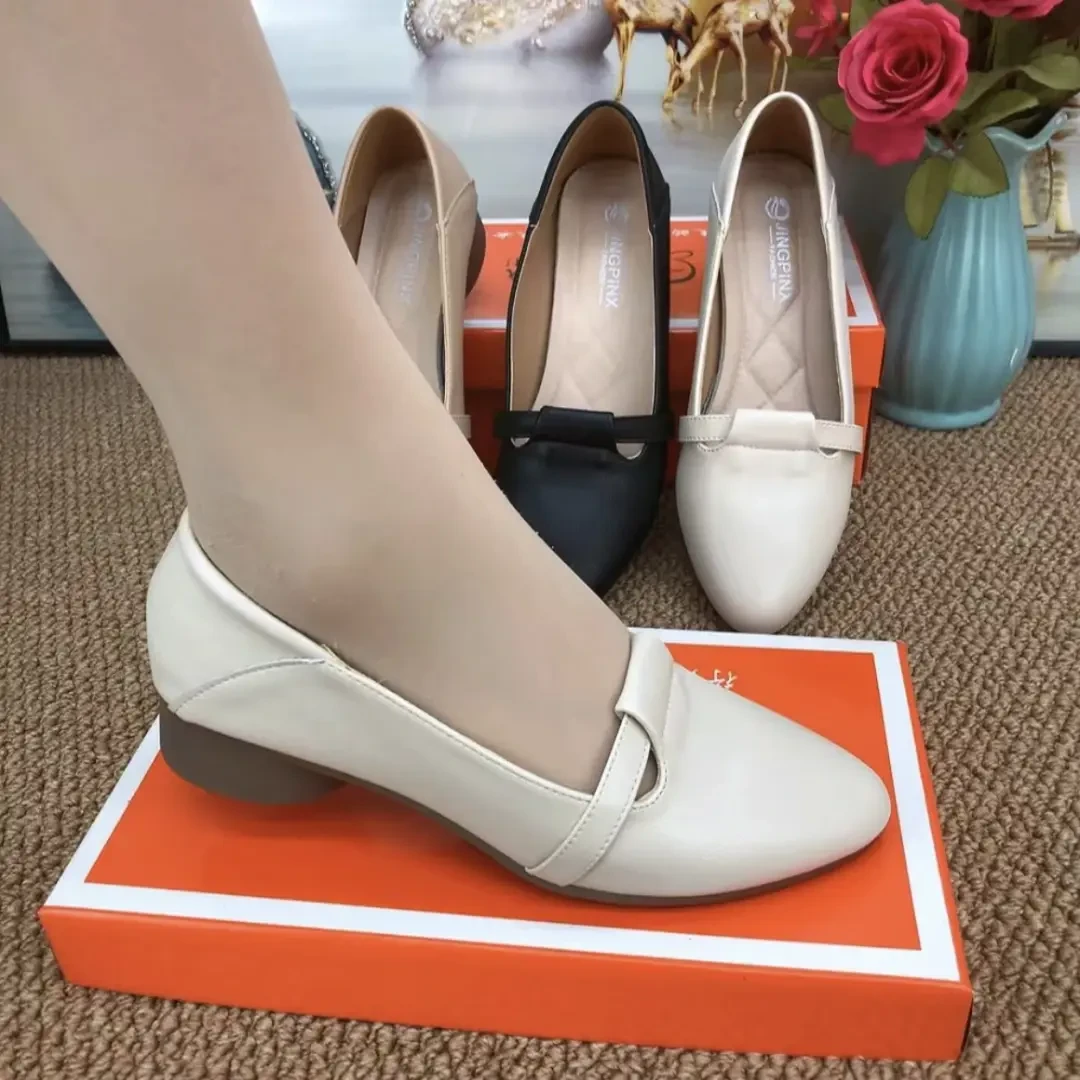 Broken-size genuine leather soft leather soft sole retro pointed toe popular single shoes temperament light mouth women's shoes flat heel soft leather shoes